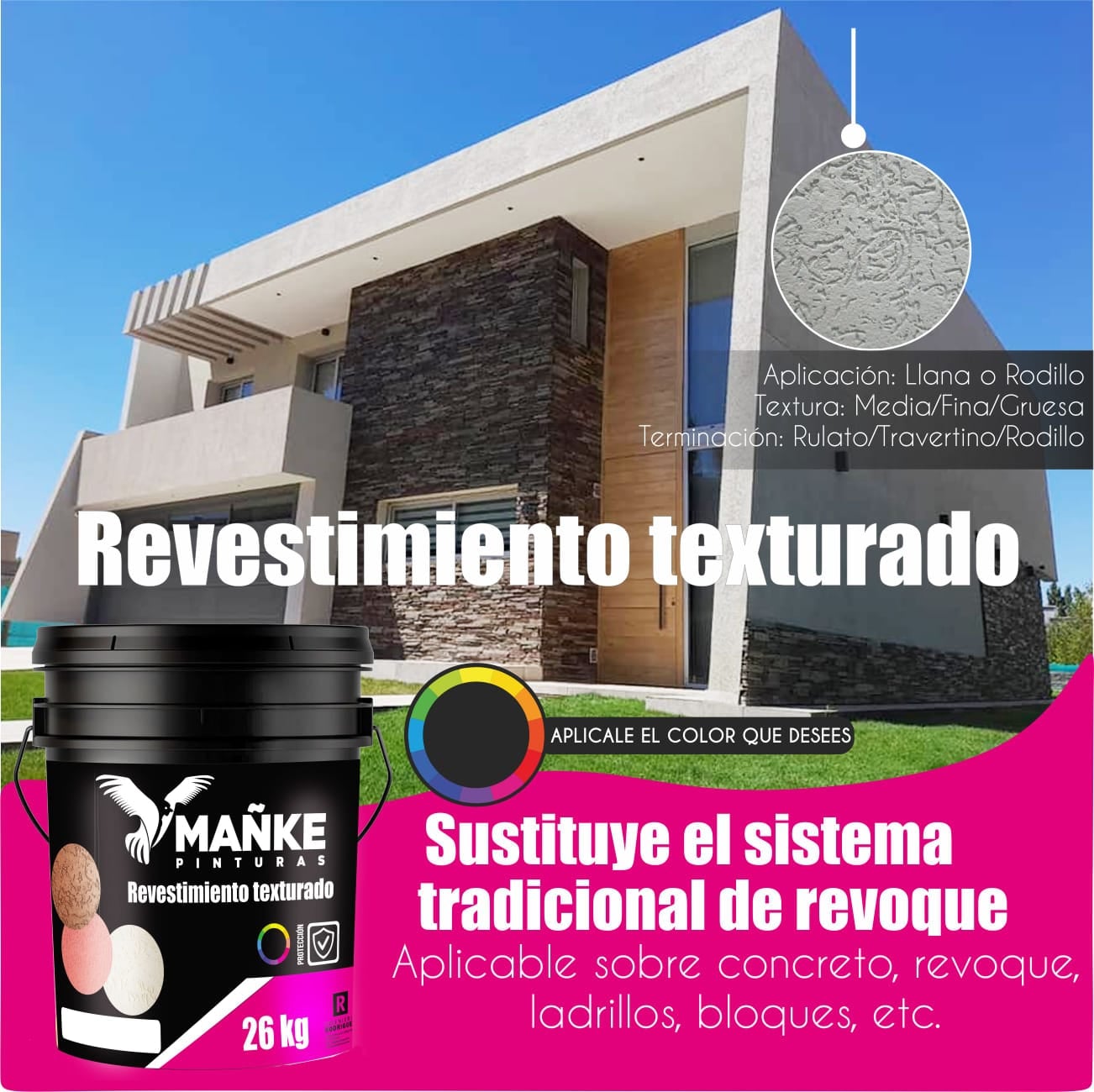 Revestimiento Texturado Llana & Rodillo x 26 Kg