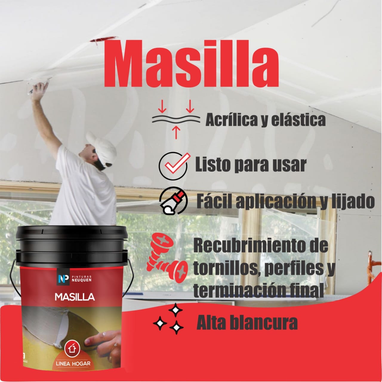 20 Lts Masilla para Placas Facil Lijado